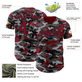 Custom Camo Crimson-Black Salute To Service Authentic Baseball Jersey