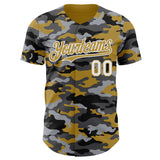 Custom Camo White-Old Gold Salute To Service Authentic Baseball Jersey