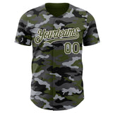 Custom Camo Olive-Cream Salute To Service Authentic Baseball Jersey