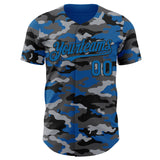 Custom Camo Blue-Black Salute To Service Authentic Baseball Jersey