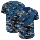 Custom Camo Blue-Black Salute To Service Authentic Baseball Jersey