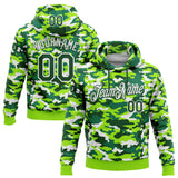 Custom Stitched Camo Green White-Neon Green Salute To Service Pullover Sweatshirt Hoodie