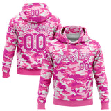 Custom Stitched Camo Deep Pink White-Pink Salute To Service Pullover Sweatshirt Hoodie