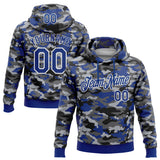 Custom Stitched Camo Royal-White Salute To Service Pullover Sweatshirt Hoodie