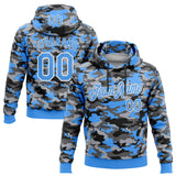 Custom Stitched Camo Powder Blue-White Salute To Service Pullover Sweatshirt Hoodie