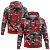 Custom Stitched Camo Red-Black Salute To Service Pullover Sweatshirt Hoodie