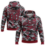 Custom Stitched Camo Crimson-Black Salute To Service Pullover Sweatshirt Hoodie