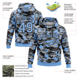 Custom Stitched Camo Light Blue-Black Salute To Service Pullover Sweatshirt Hoodie