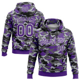 Custom Stitched Camo Purple-White Salute To Service Pullover Sweatshirt Hoodie