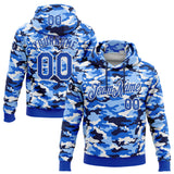 Custom Stitched Camo Thunder Blue-White Salute To Service Pullover Sweatshirt Hoodie