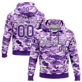 Custom Stitched Camo Purple-White Salute To Service Pullover Sweatshirt Hoodie