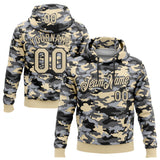 Custom Stitched Camo Cream-Black Salute To Service Pullover Sweatshirt Hoodie