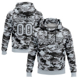 Custom Stitched Camo Silver-Black Salute To Service Pullover Sweatshirt Hoodie
