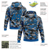 Custom Stitched Camo Blue-Black Salute To Service Pullover Sweatshirt Hoodie