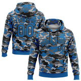 Custom Stitched Camo Blue-Black Salute To Service Pullover Sweatshirt Hoodie