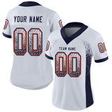 Custom White Navy-Orange Drift Fashion Football Jersey