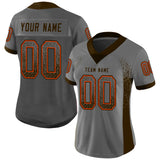 Custom Gray Brown-Orange Drift Fashion Football Jersey