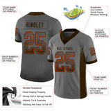 Custom Gray Brown-Orange Drift Fashion Football Jersey