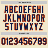 Custom Cream Navy-Orange Mesh Authentic Throwback Baseball Jersey