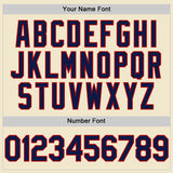 Custom Cream Navy-Red Mesh Authentic Throwback Baseball Jersey