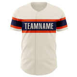 Custom Cream Orange-Navy Authentic Baseball Jersey