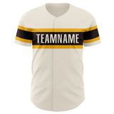 Custom Cream Brown-Gold Authentic Baseball Jersey