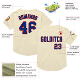 Custom Cream Royal-Red Mesh Authentic Throwback Baseball Jersey