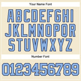 Custom Cream Light Blue-Navy Mesh Authentic Throwback Baseball Jersey