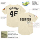 Custom Cream Black Mesh Authentic Throwback Baseball Jersey