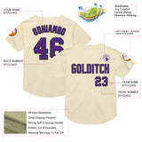 Custom Cream Purple-Black Mesh Authentic Throwback Baseball Jersey