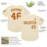 Custom Cream Texas Orange Mesh Authentic Throwback Baseball Jersey