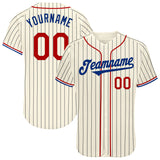 Custom Cream Black Pinstripe Red Royal-White Authentic Baseball Jersey
