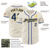Custom Cream Royal-Gold Authentic Baseball Jersey