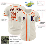 Custom Cream Navy-Orange Authentic Baseball Jersey