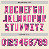 Custom Cream Pink-Navy Authentic Baseball Jersey