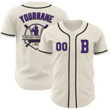 Custom Cream Purple-Black Authentic Baseball Jersey