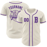 Custom Cream Purple Authentic Baseball Jersey
