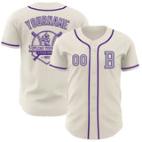 Custom Cream Gray-Purple Authentic Baseball Jersey