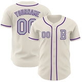 Custom Cream Gray-Purple Authentic Baseball Jersey