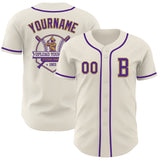 Custom Cream Purple-Old Gold Authentic Baseball Jersey