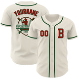 Custom Cream Red-Green Authentic Baseball Jersey