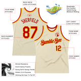 Custom Cream Red-Gold Authentic Throwback Basketball Jersey