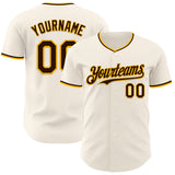 Custom Cream Brown-Gold Authentic Baseball Jersey