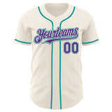 Custom Cream Purple-Teal Authentic Baseball Jersey