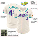 Custom Cream Purple-Teal Authentic Baseball Jersey