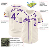 Custom Cream Purple Authentic Baseball Jersey