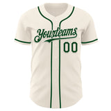 Custom Cream Green Authentic Baseball Jersey