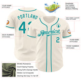 Custom Cream Teal Authentic Baseball Jersey