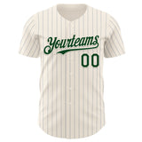 Custom Cream Gray Pinstripe Green Authentic Baseball Jersey