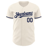 Custom Cream Navy Authentic Baseball Jersey